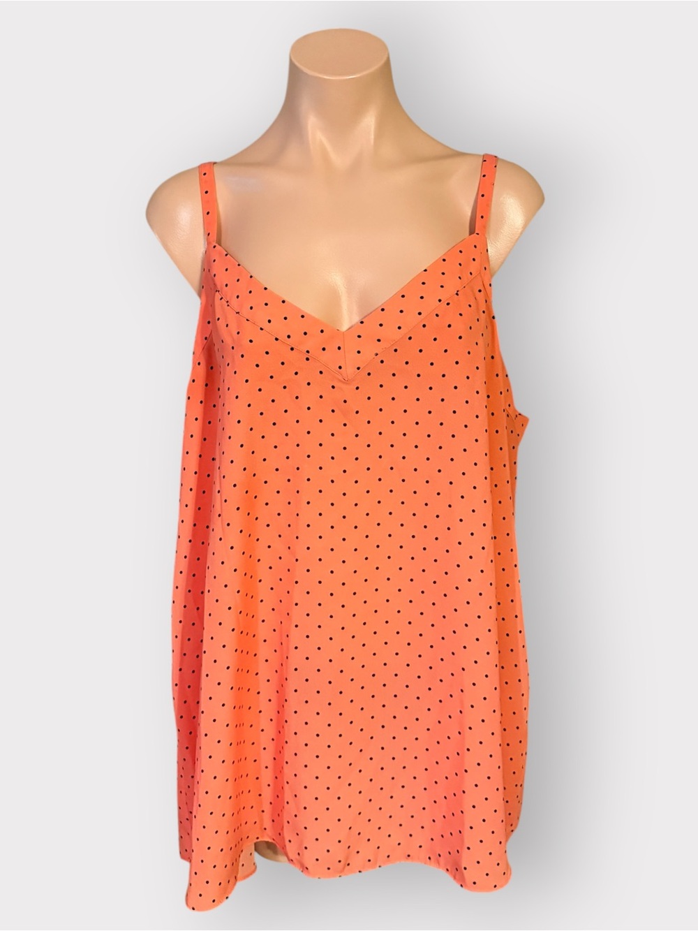 Torrid Women’s 2X Coral Pink Polka Dot Chiffon V-Neck Cami Tank Top Blouse